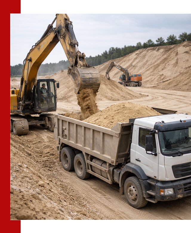 Доставка карьерного песка с самосвалами и разгрузкой в Дивногорске