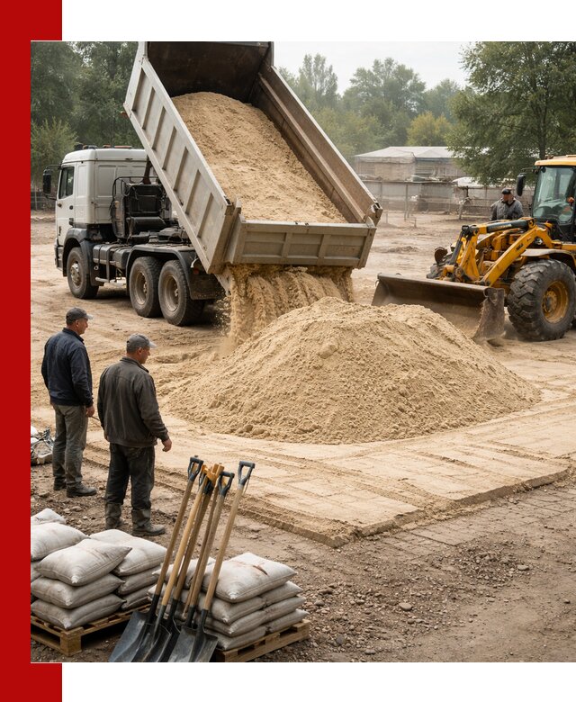 Доставка мытого песка в Дивногорске с самосвалами по выгодной цене