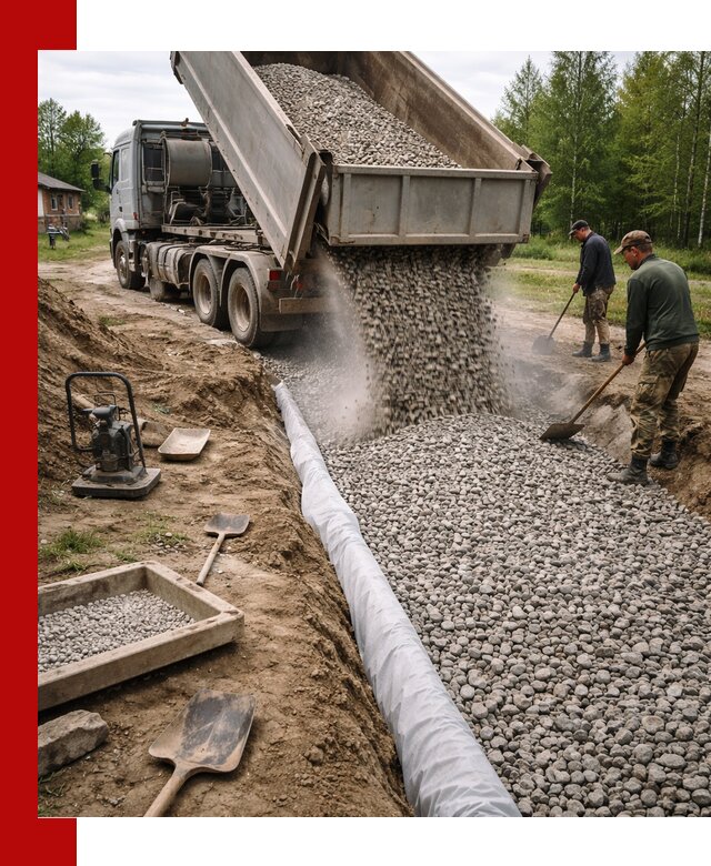Гравий для дренажа с доставкой в Дивногорске качественный и недорогой