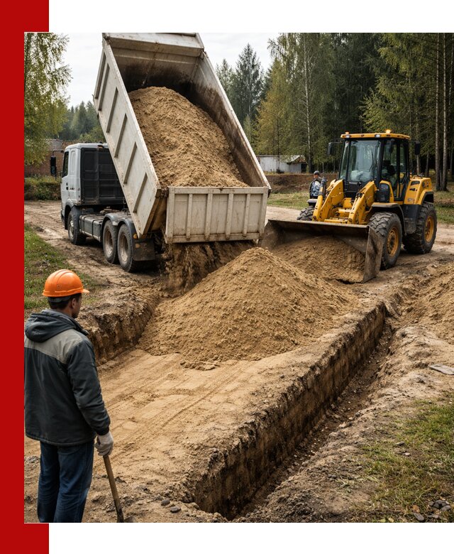 Доставка песчаного грунта в Дивногорске для строительных работ