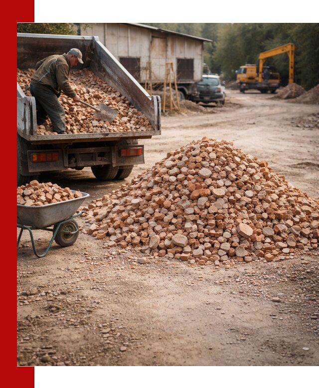 Доставка и подушка из боя кирпича с разгрузкой в Дивногорске