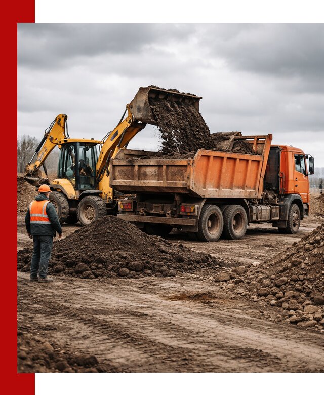 Вывоз грунта и строительного мусора в Дивногорске грузовыми самосвалами