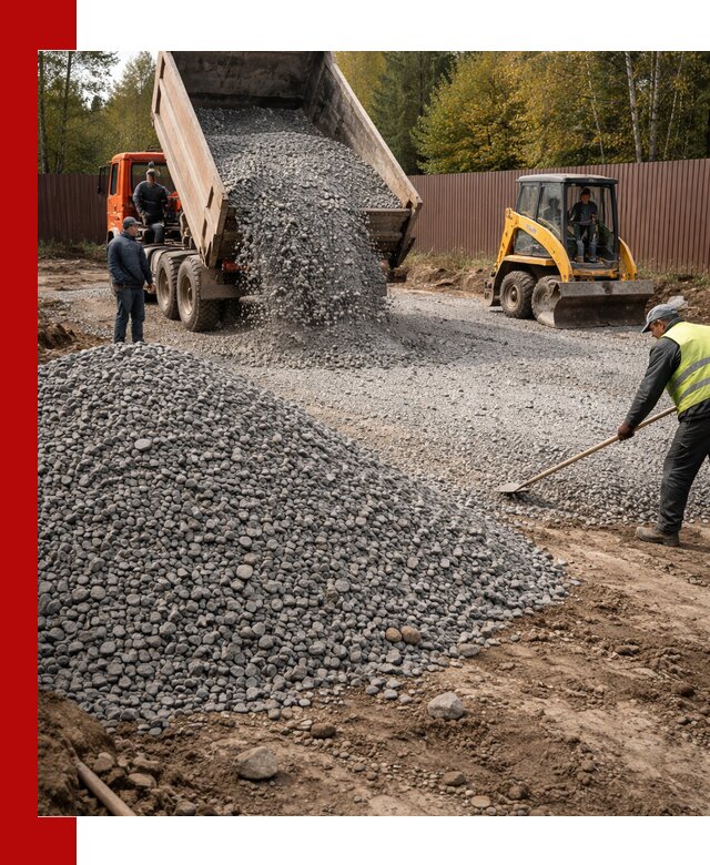 Отсыпка участка щебнем с доставкой и уплотнением в Дивногорске